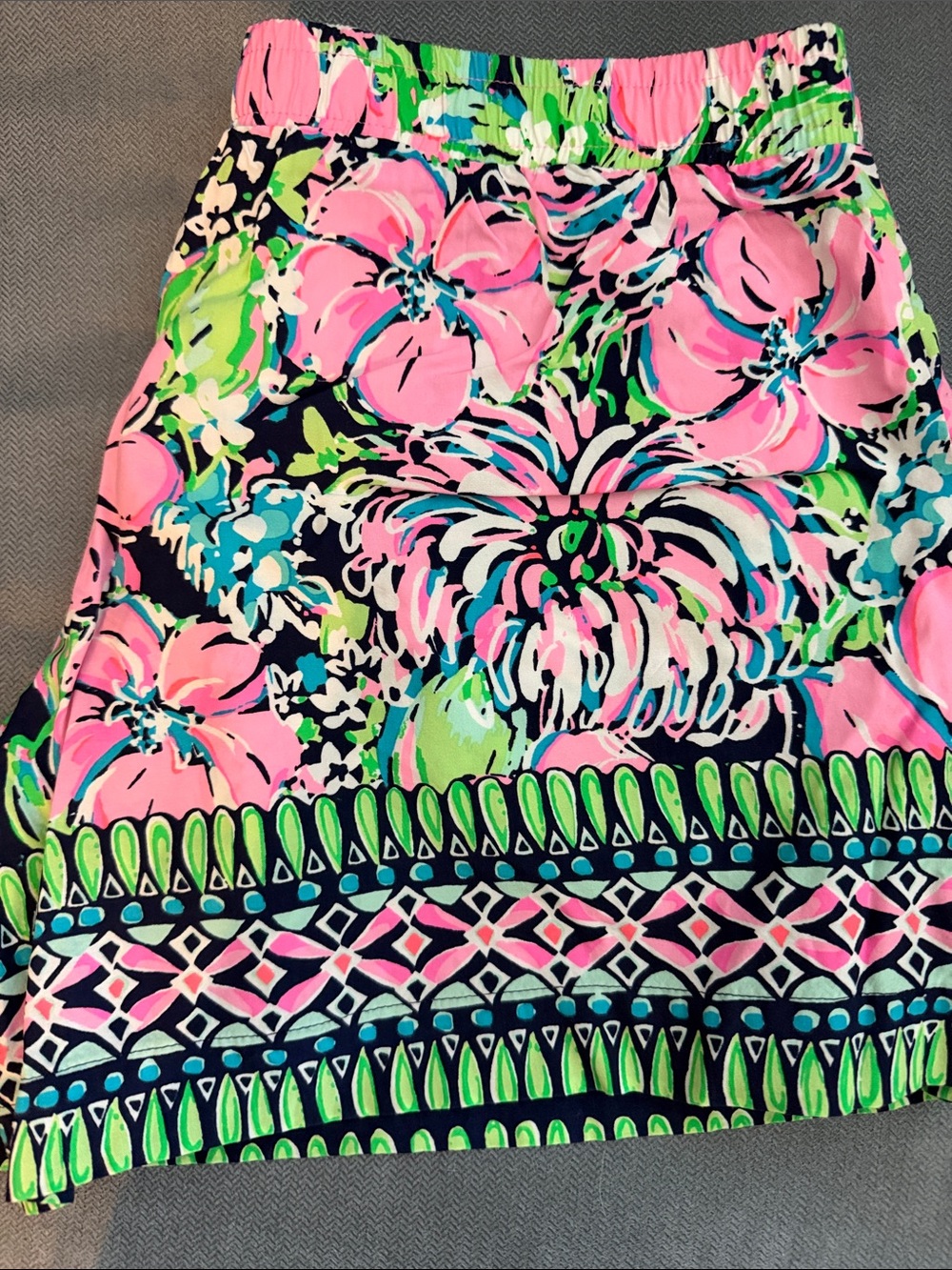 Lilly Pulitzer Pink, Navy & Lime Floral Drawstring Shorts - Picture 2 of 2